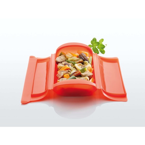 LÉKUÉ Steam Cooker with tray 1-2p. Red