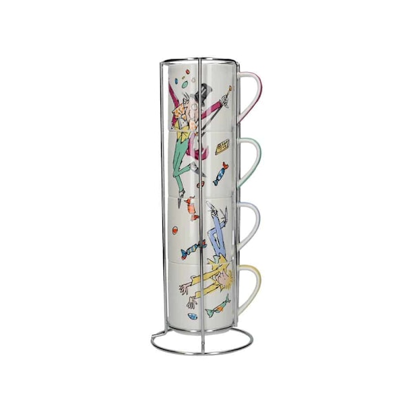 Roald Dahl Set 4 Stacking Mugs Charlie &amp; Chocolate Factory