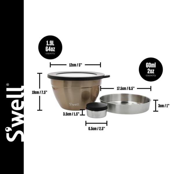 S'well Salad Bowl Kit, 1.9L - Pyrite