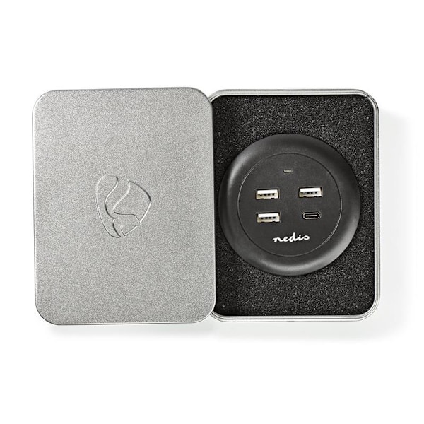 Nedis Quick Desktop Charger - 30W - 3xUSB-A/1xUSB-C Harmaa