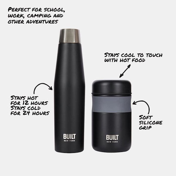 Built Apex Water Bottle &amp; Food Flask Gift Set Gold