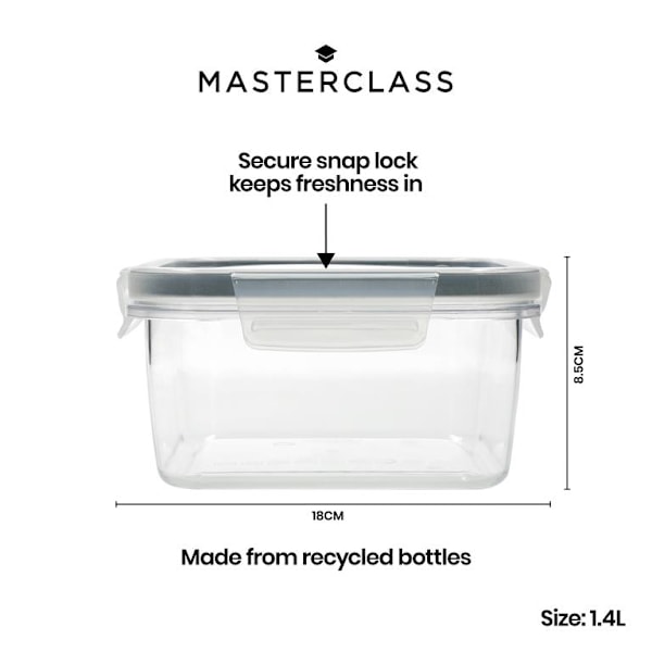 MasterClass Eco Snap Food Storage Container - 1.4L Square