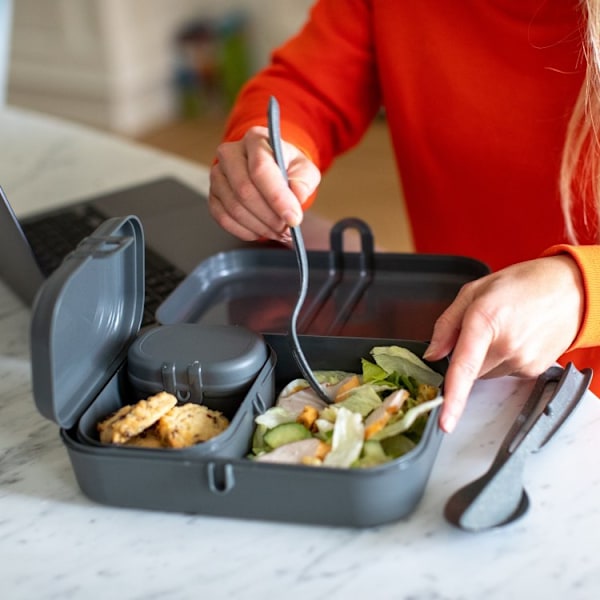 Koziol Pascal Ready Lunch Box + Cutlery Set Ash Grey