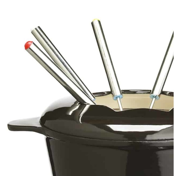 MasterClass Cast Iron Enamelled Fondue Set - Black