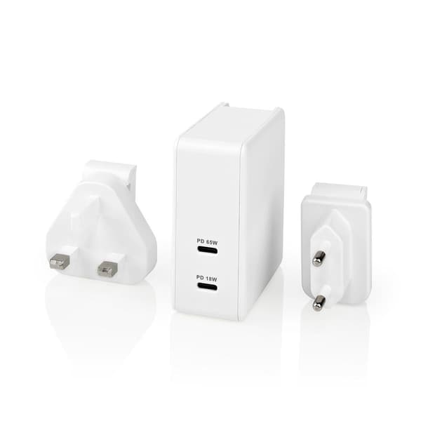 Nedis Quick Wall Charger - 65W - 2 x USB-C Output Valkoinen eleganssi