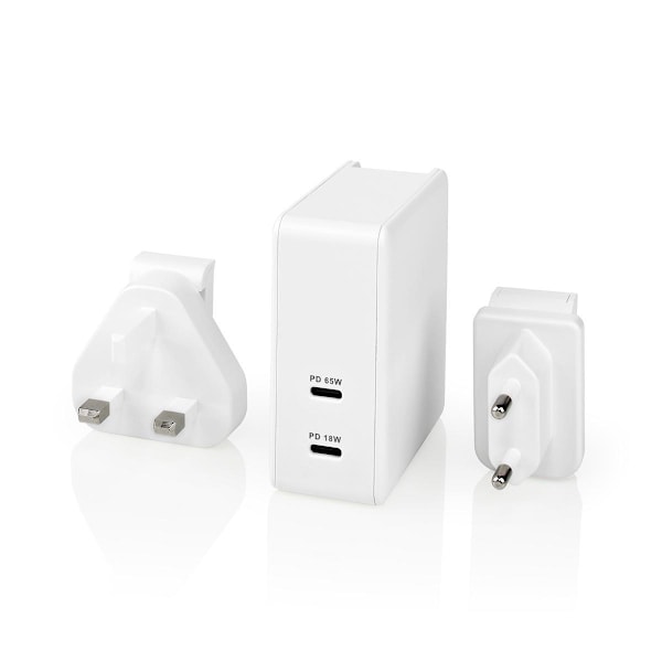 Nedis Quick Wall Charger - 65W - 2 x USB-C Output White