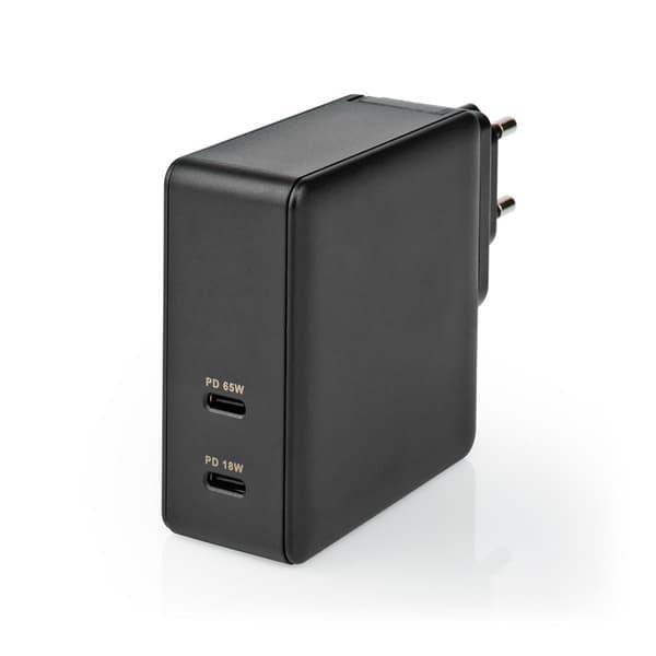 Nedis Quick Wall Charger - 65W - 2 x USB-C Output Valkoinen eleganssi