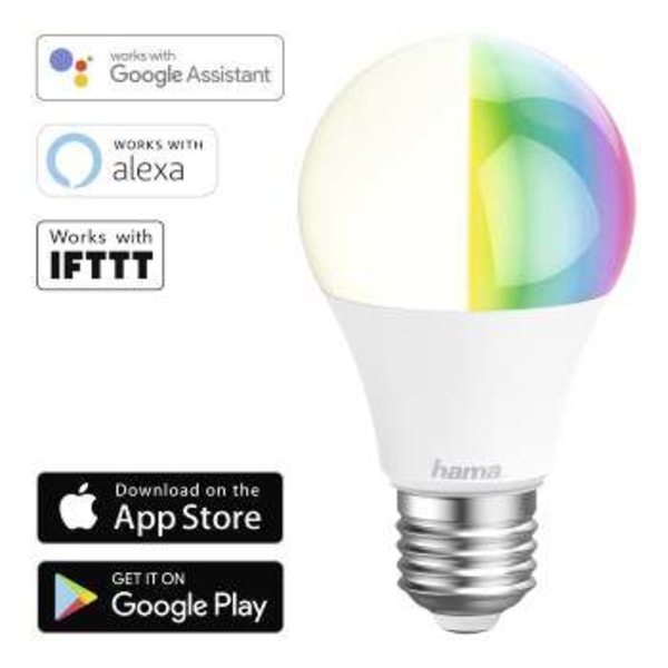 Hama WiFi LED-valo, E27, 10W, RGB, himmennettävä