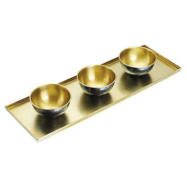 Artesà Hammered Brass Serving Platter with 3 Serving Bowls