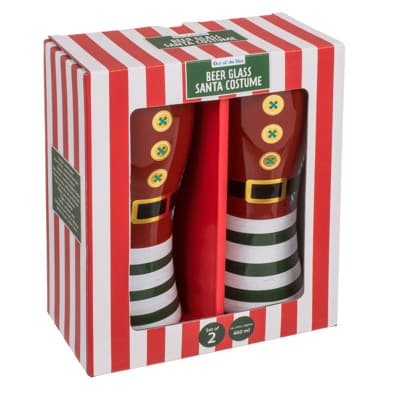 Santa-pukuiset olutlasit - 2 kpl setti