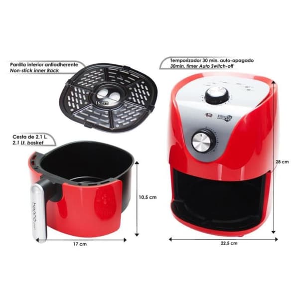 Bepro Elitrfry Evolution -ilmakeittimen | Öljytön | 1000 W