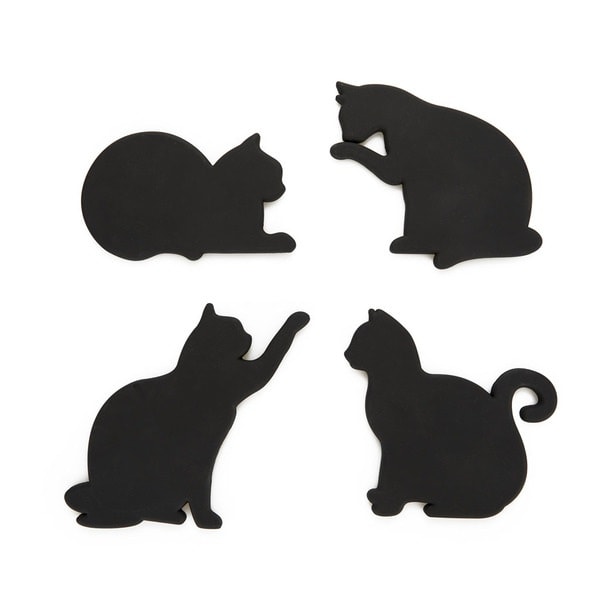 Balvi Coasters Feline Black Cats with magnets - Set 4pcs.