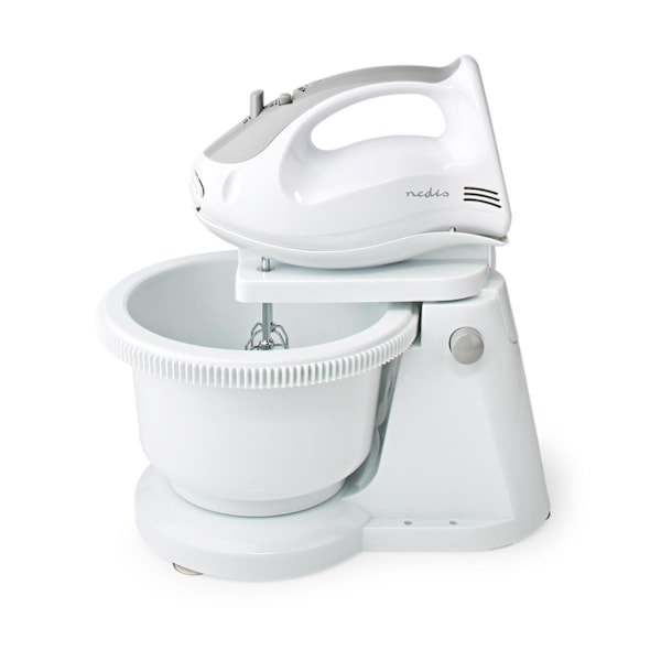 Nedis Hand Mixer 200W with Mixing Bowl - White