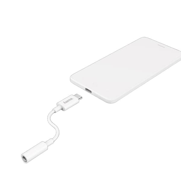 Hama USB-C -sovitin 3,5 mm ääniliitännällä, Valkoinen