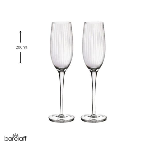 BarCraft Ridged Champagne Flutes Set - 2pcs