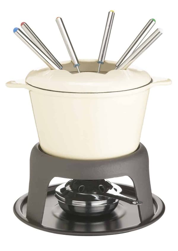 MasterClass Cast Iron Enamelled Fondue Set - Cream