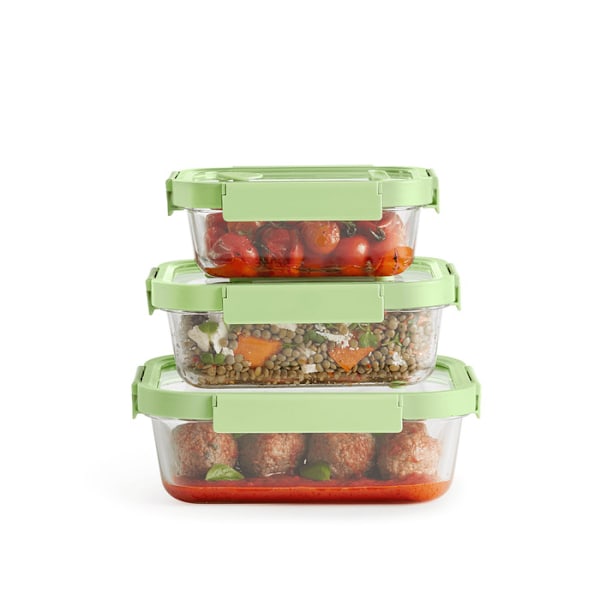 Lékué Versatile Rectangular Glass Container Set - 3pcs.