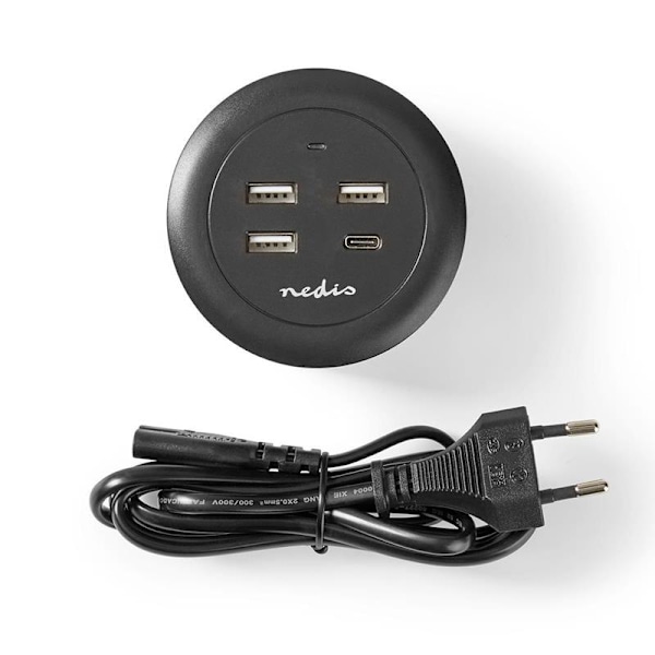 Nedis Quick Desktop Charger - 30W - 3xUSB-A/1xUSB-C Harmaa