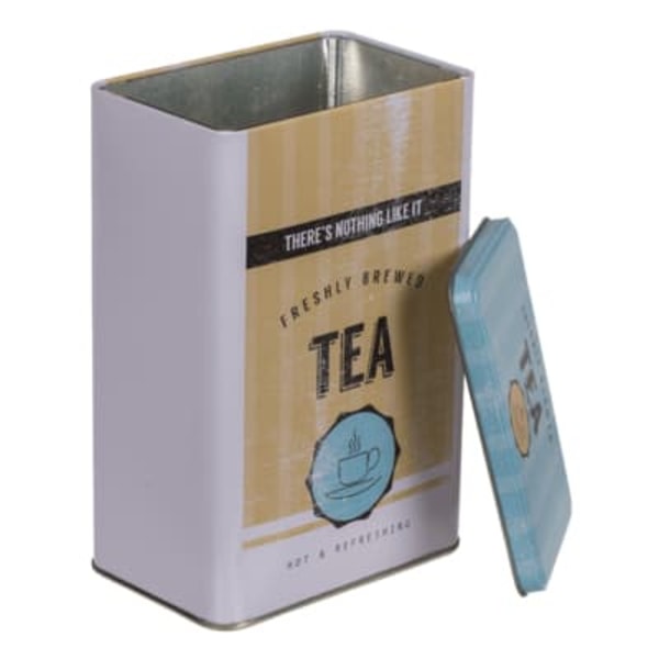 Out of the Blue Tin Box - Coffe, Tea, Sugar - Retro Yellow