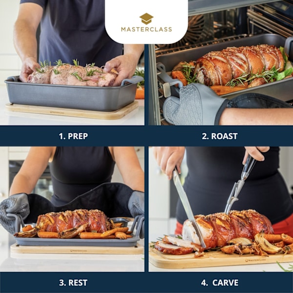 MasterClass Roast &amp; Rest Set with Handles | Silicone | Wood | 2pcs.