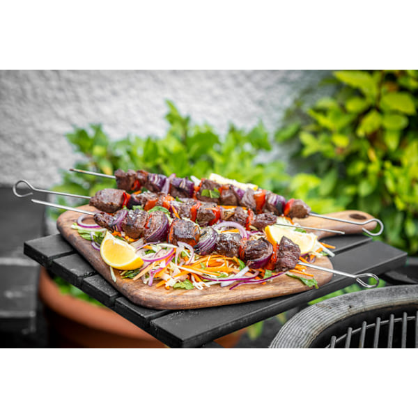 MasterClass Stainless Steel Flat Sided Skewers 40cm - 6pcs