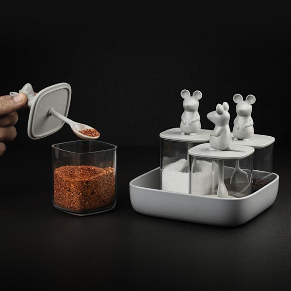 Qualy Lucky Mouse Seasoning Container Set - 4pcs.
