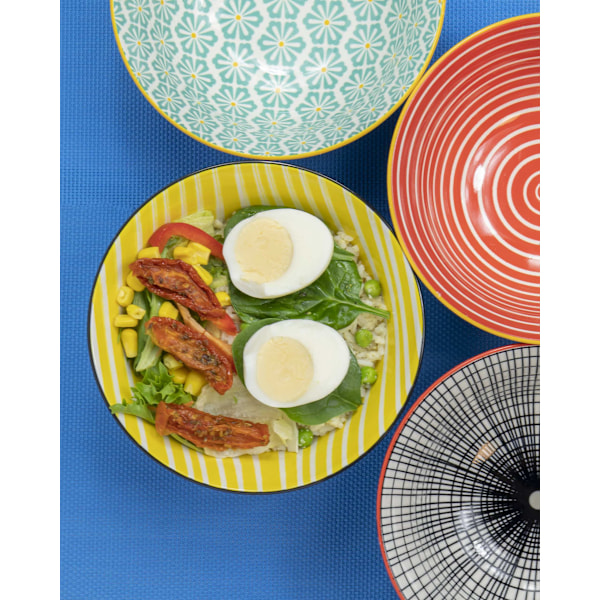 KitchenCraft Ceramic Cereal Bowl Mono Design - set 4 pcs