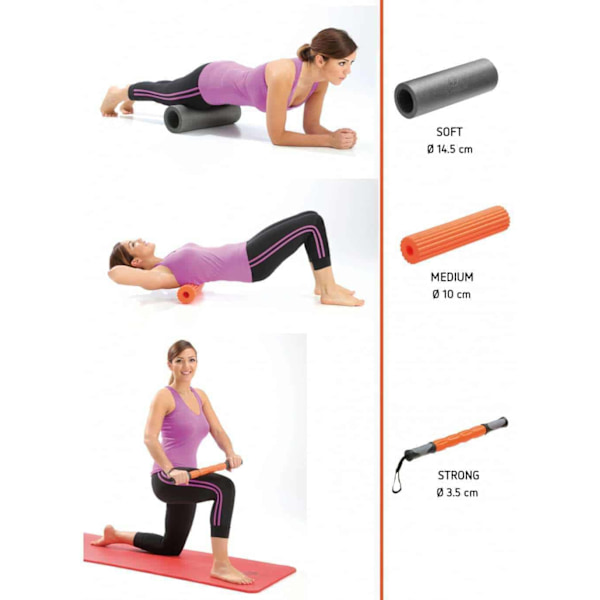 Sveltus Foam Roller 3-in-1 - 46cm - Grey/Orange