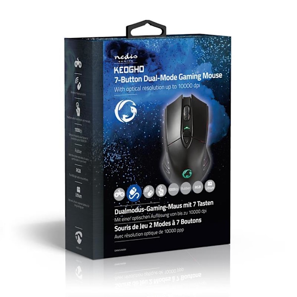 Nedis Wired &amp; Wireless Gaming Mouse - 7 buttons - RGB Led