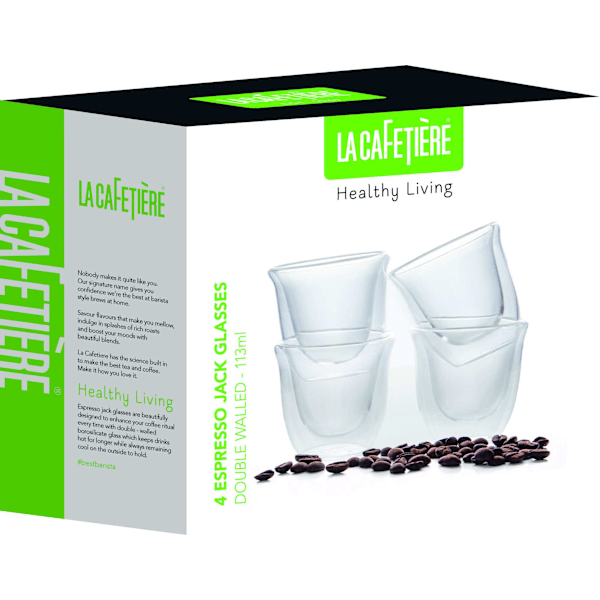 La Cafetiere Double Walled Glass Espresso Cups - set 4 pcs