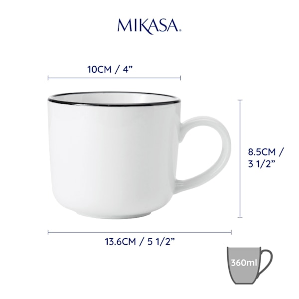 Mikasa Limestone Porcelain Mug 360ml Set - 4 pcs - White