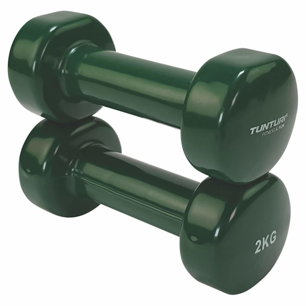 Tunturi Vinyl Dumbbells 2.0kg, Green, Pair