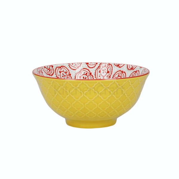 KitchenCraft Ceramic Cereal Bowl Bright Design - set 4 pcs