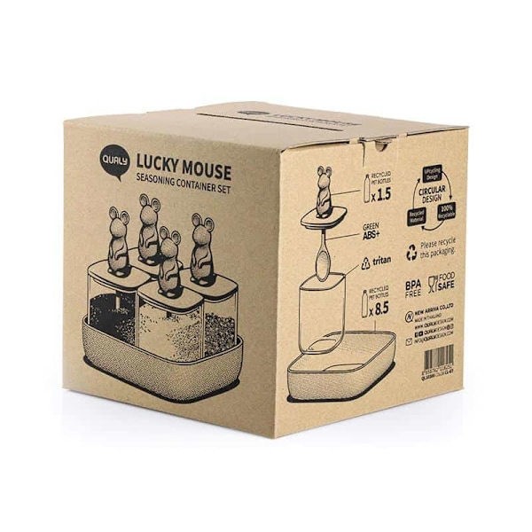 Qualy Lucky Mouse Seasoning Container Set - 4pcs.