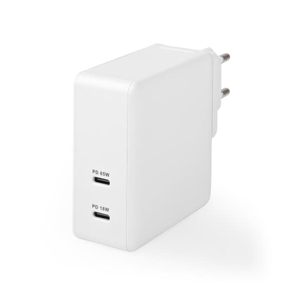 Nedis Quick Wall Charger - 65W - 2 x USB-C Output Valkoinen eleganssi
