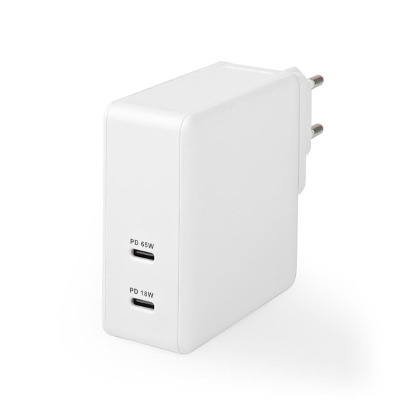 Nedis Quick Wall Charger - 65W - 2 x USB-C Output White