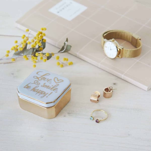 Balvi Ring holder Golden Love Box (ceramic)