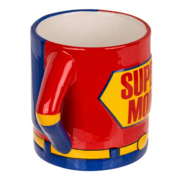 Ulos Sininen Kivitavara Muki - Super Äiti in Finnish translates to "Blue Stoneware Mug - Super Mom."