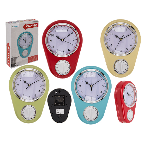 Out of the Blue Wall Clock Kitchen with Timer Blue
