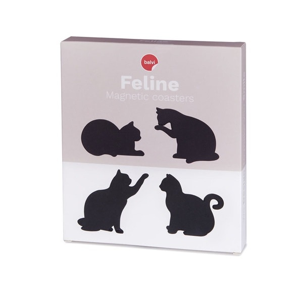 Balvi Coasters Feline Black Cats with magnets - Set 4pcs.