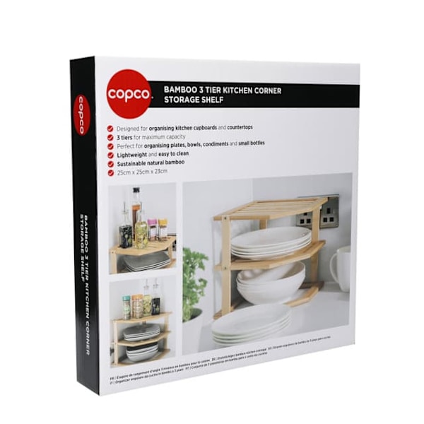 COPCO Bamboo 3-Tier Kitchen Corner Storage Shelf