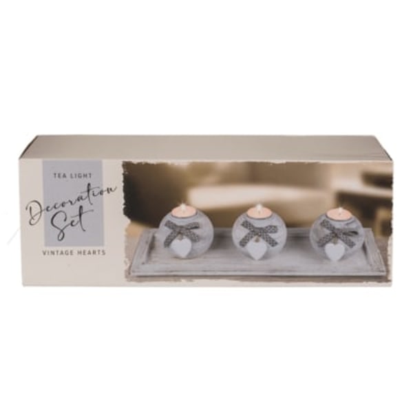 Out of the Blue Wooden Plate with 3 Ball Tealight Holders