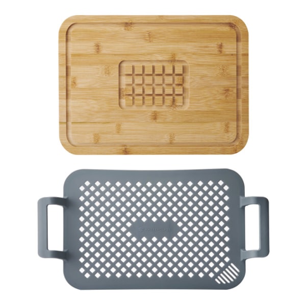 MasterClass Roast &amp; Rest Set with Handles | Silicone | Wood | 2pcs.