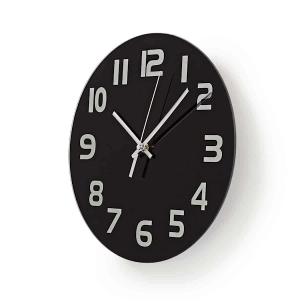 Nedis Wall Clock Glass 30cm Black