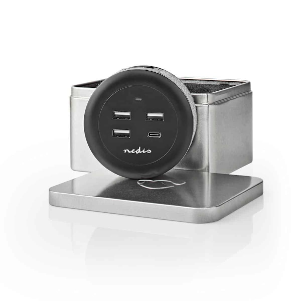 Nedis Quick Desktop Charger - 30W - 3xUSB-A/1xUSB-C Harmaa