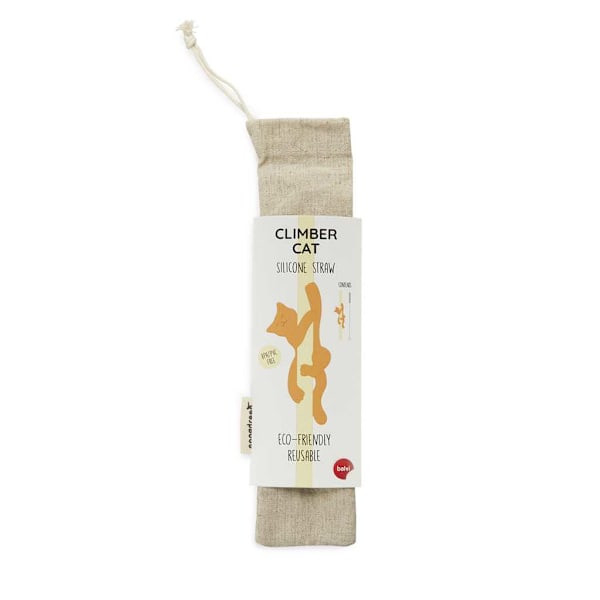 Balvi Reusable Straw Set Climber Cat Yellow