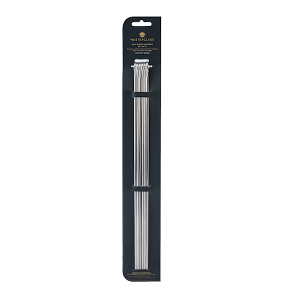 MasterClass Stainless Steel Flat Sided Skewers 40cm - 6pcs