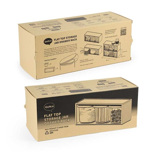 Qualy Flat Top Storage Jar Drawer Rack Set