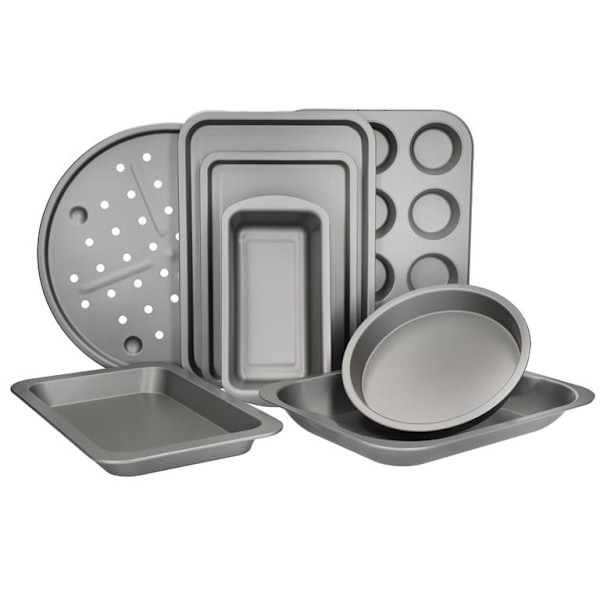 KeittiöCraft 8-osainen Non-Stick Paisto ja Leivontasetti - Kestävä, helppo puhdistaa ja säilyttää kompaktisti.