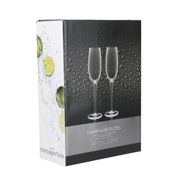 BarCraft Ridged Champagne Flutes Set - 2pcs